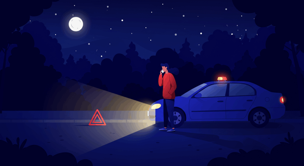 真夜中の事故!まず何をすべき?レッカーを呼ぶ前に確認したいこと
