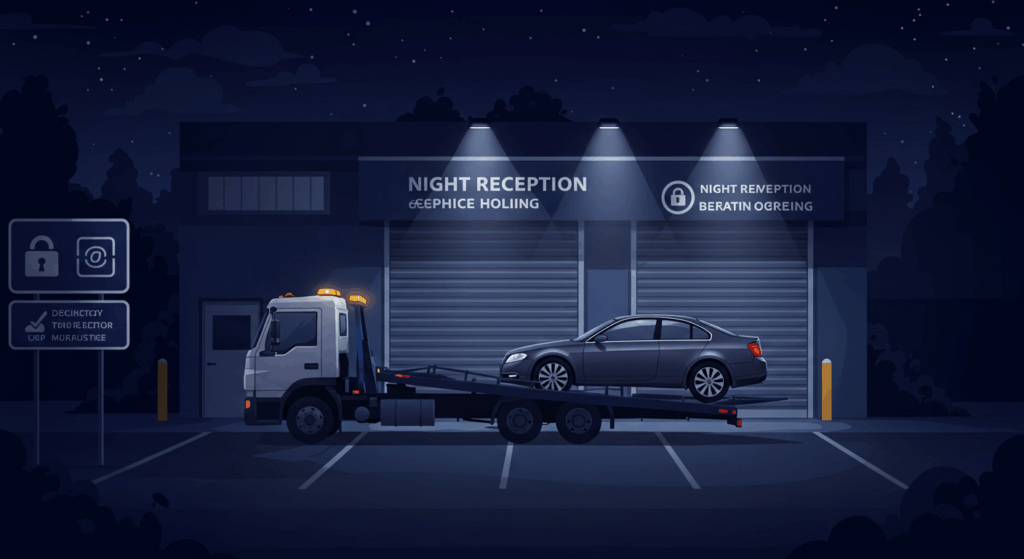 事故車をディーラーや修理工場へ運びたい場合、夜間はどうなる?