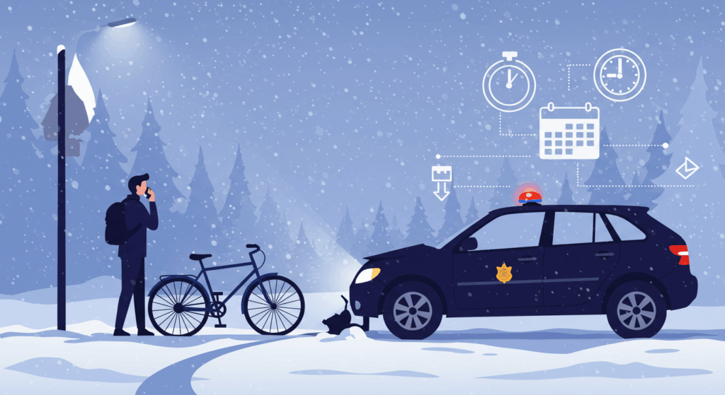 雪道で自転車事故に遭ったら・起こしたら?まず警察へ!その後の流れと弁護士相談のタイミング