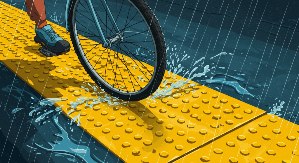 雨の日は特に危険!点字ブロックで自転車が滑る問題と事故誘発のメカニズム